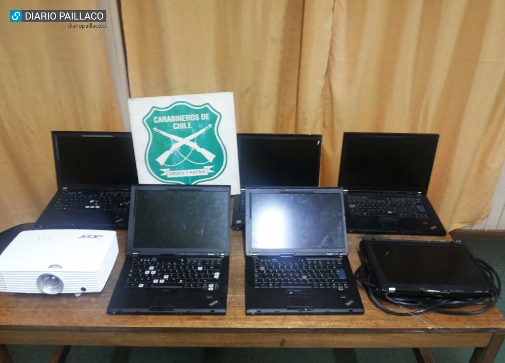 Carabineros aclaró robó de 6 computadores y data show desde colegio rural de Paillaco