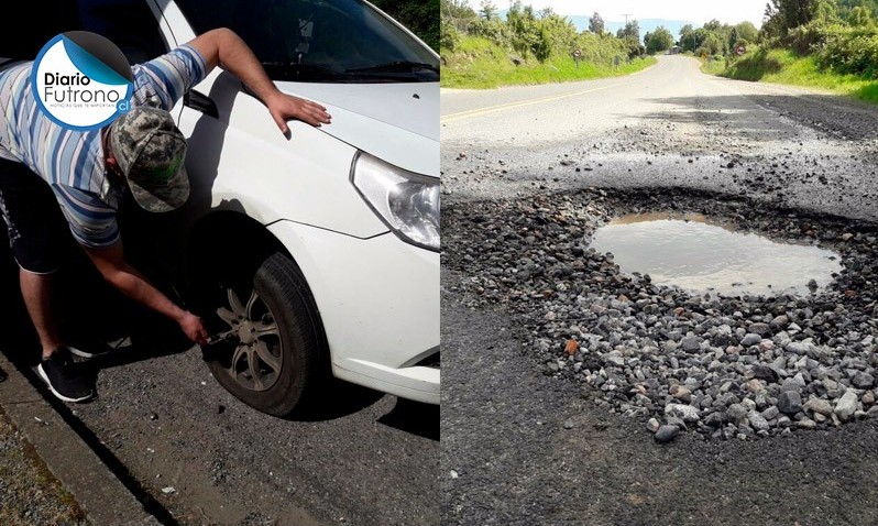 Denuncian destrucción de neumáticos por trampa en la ruta Futrono-Llifén
