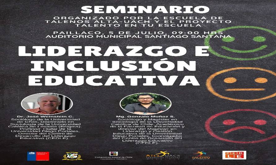 Seminario de Liderazgo e Inclusión Educativa se realizará este viernes en Paillaco