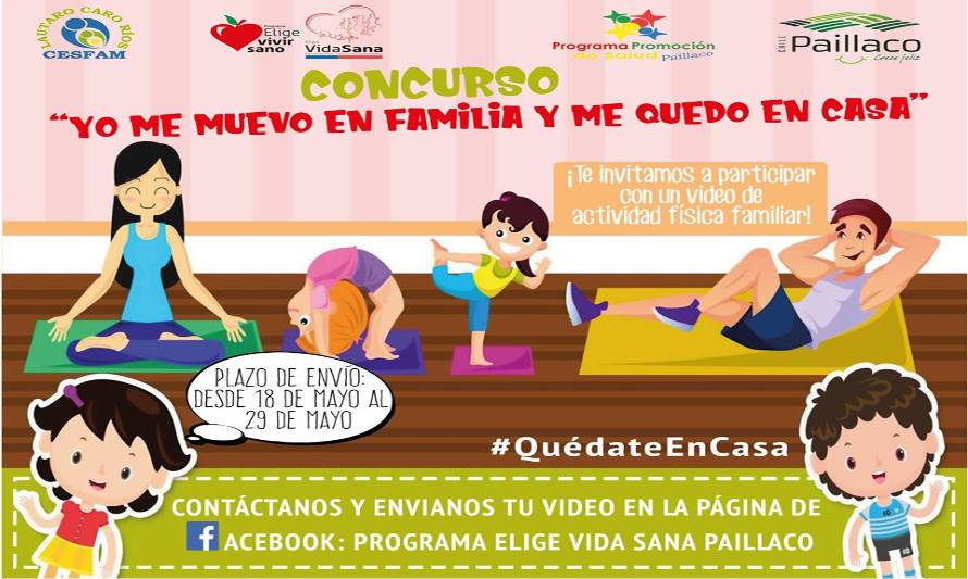 Programa Elige Vida Sana del Cesfam de Paillaco invita a participar de concurso que fomenta la actividad física en familia