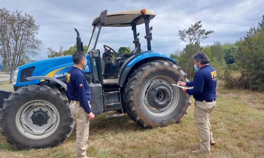 PDI Los Ríos recuperó tractor avaluado en 20 millones de pesos
