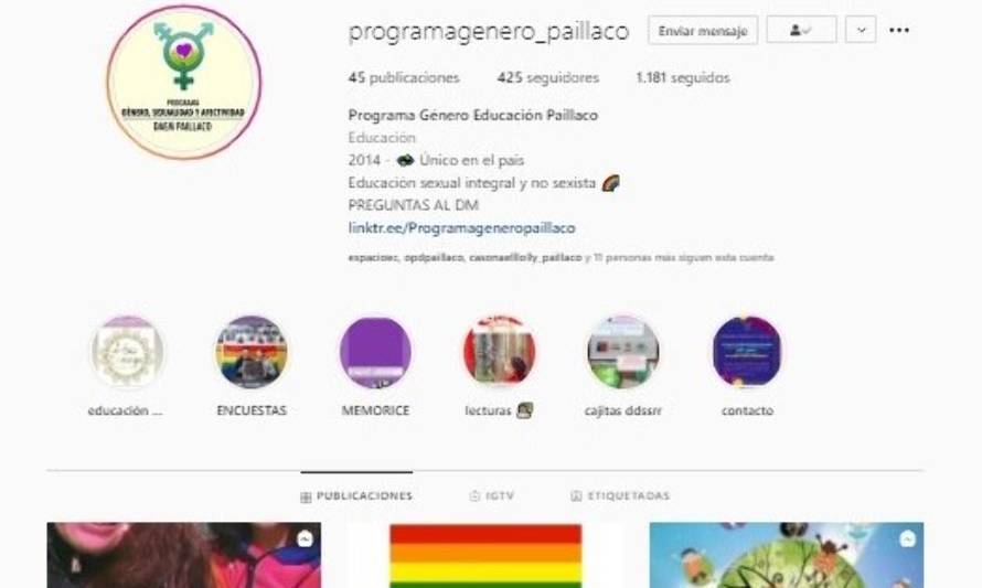 Programa de Género, Sexualidad y Afectividad de Paillaco refuerza sus canales de difusión en apoyo del estudiantado