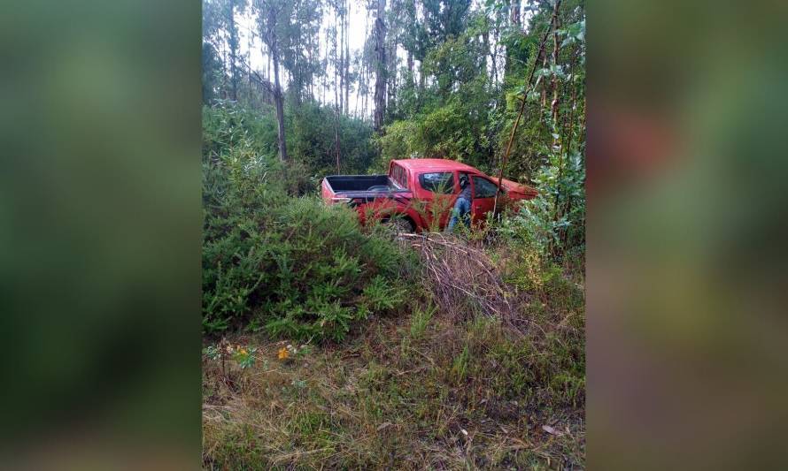 Camioneta colisionó con montículo y árboles en ruta que une Valdivia y Paillaco