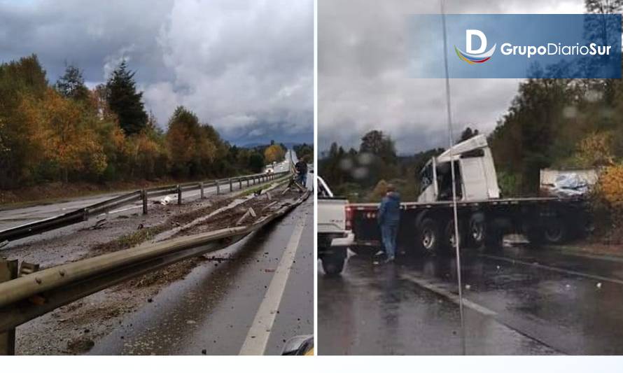 Paillaco: Camión colisionó contra barrera de contención en Ruta 5