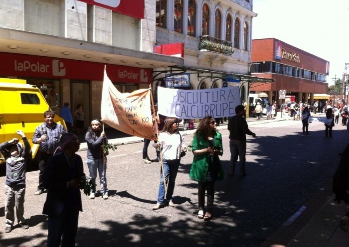 Alcaldesas de Futrono y Paillaco participaron en protesta contra piscicultura de Calcurrupe