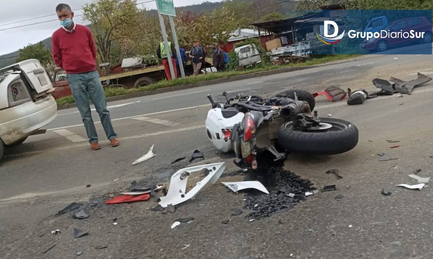 Reportan accidente de motocicleta en Paillaco