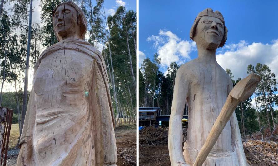 Presentaron exposición de esculturas indígenas en Paillaco