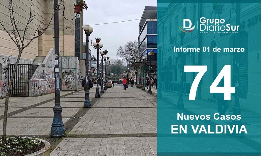 Valdivia disminuye contagios diarios a 74 durante este jornada