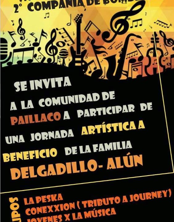Jóvenes de Paillaco realizarán jornada artística a beneficio de la querida familia Delgadillo Alún